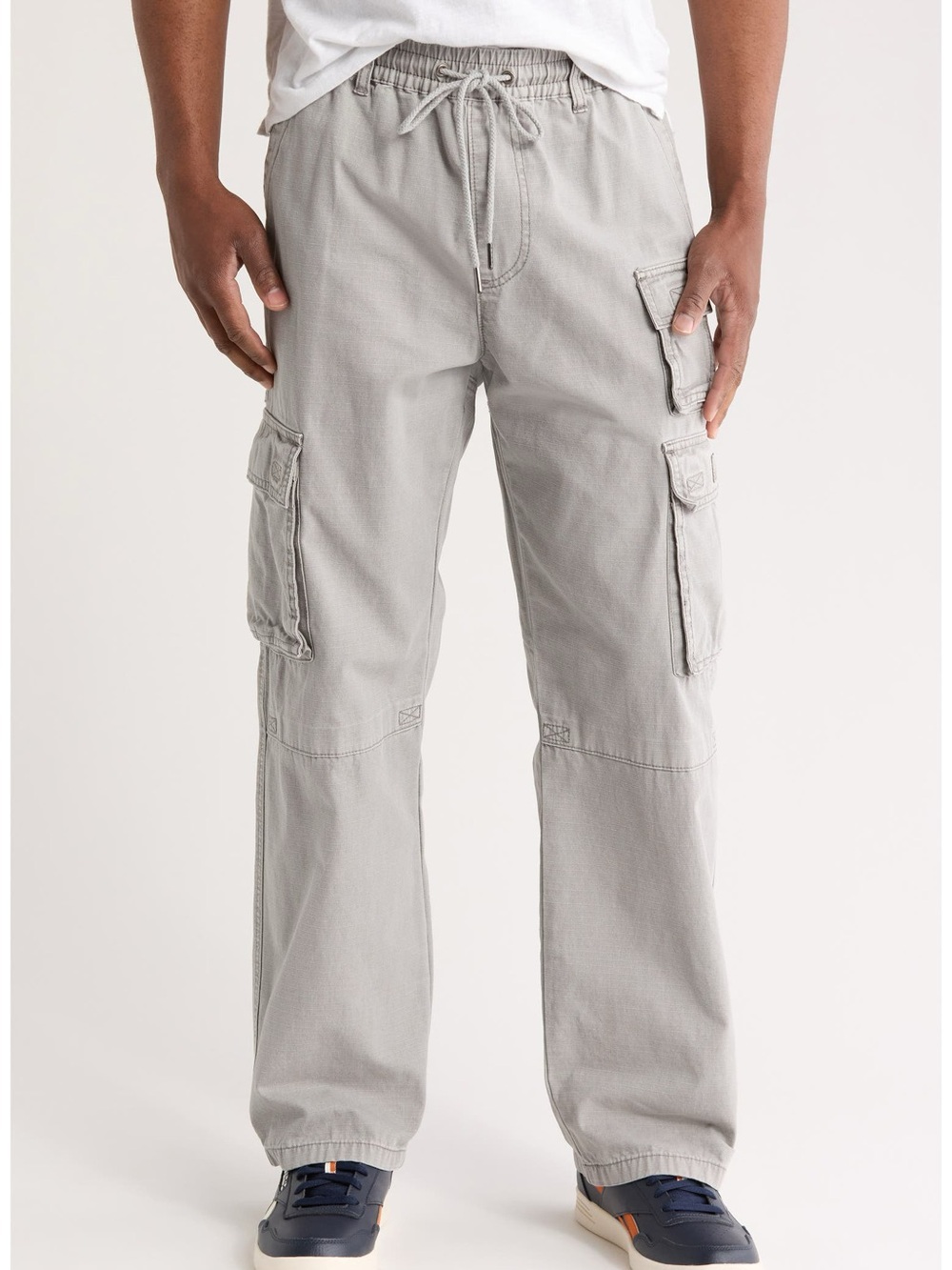 PacSun Gianni Drawstring Gray Ripstop Cargo Pants Stunt Wardrobe Piece Size L